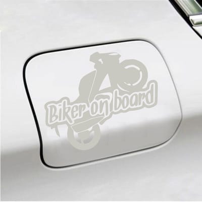 Bumpersticker - Biker On Board - 11,9 X 14,8 - Zilver