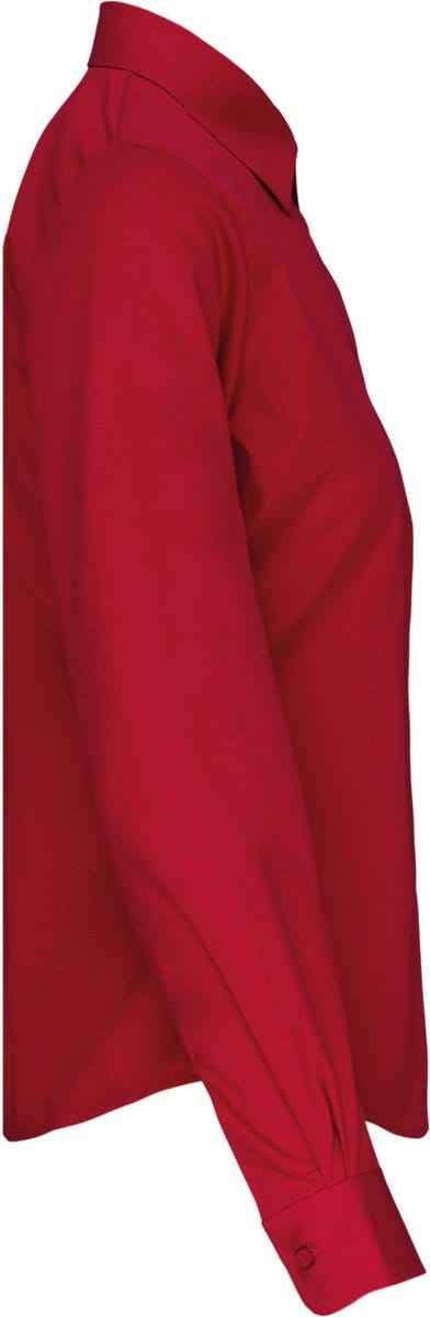 Kariban Dames poplin blouse lange mouwen K542 - Classic Red - 3XL