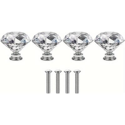 4/10st 30mm-1.18 Inch Kristalheldere Glazen Dressoir Knoppen Zilveren Diamant Lade Knoppen Handgrepen Keukenkast Knoppen voor Dressoir Laden 4pcs