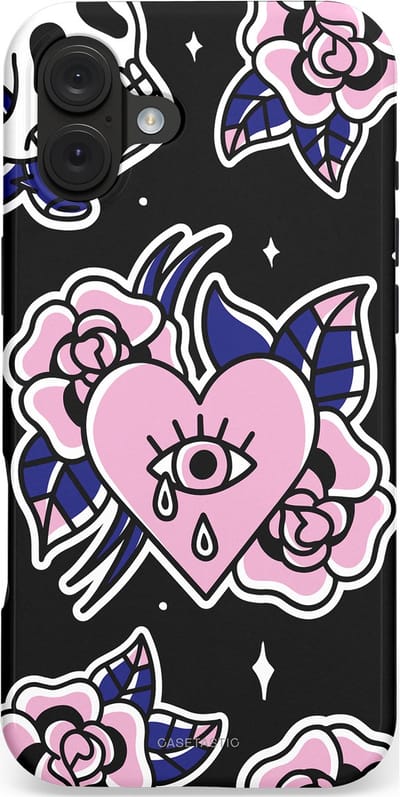 Casetastic hoesje geschikt voor Apple iPhone 16 Plus - MagSafe - Dubbellaagse bescherming - Eindeloze passie - Fashion Case - Zwart Grijs Lichtroze Wit