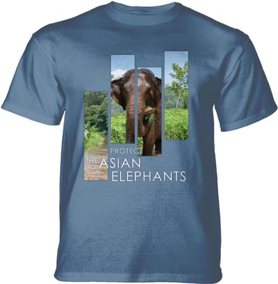 T-shirt Protect Asian Elephant Split Portrait Blue S