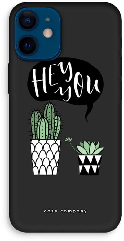 Case Company® - Hoesje geschikt voor iPhone 12 mini hoesje - Hey you cactus - Biologisch Afbreekbaar Telefoonhoesje - Bescherming alle Kanten en Schermrand