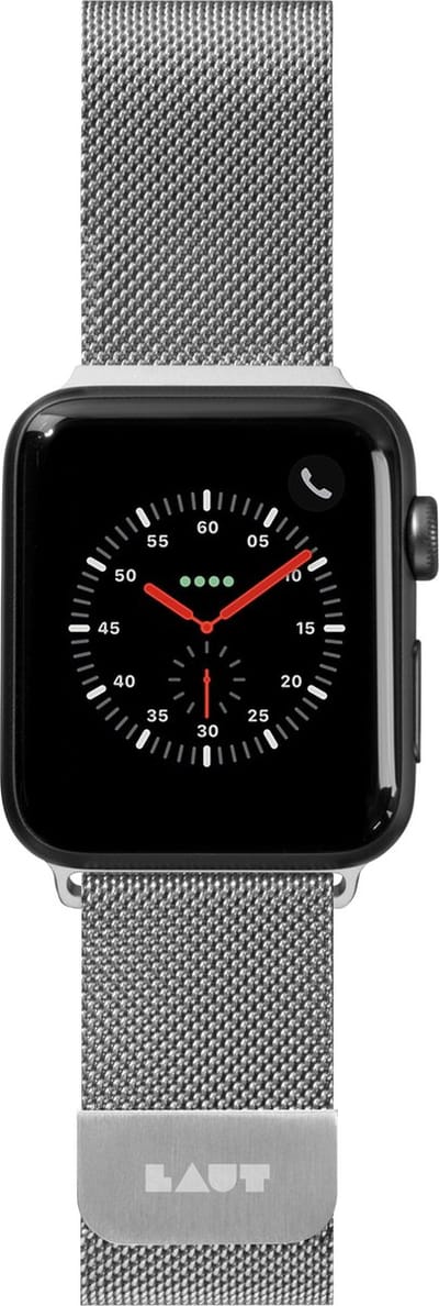 LAUT Steel Loop Roestvrij Staal Bandje voor Apple Watch Series 7 (41mm) - Zilver