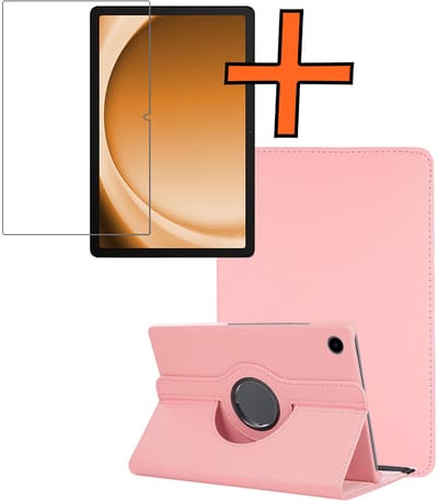 Hoesje - Geschikt voor Samsung Galaxy Tab A9 - Met Screenprotector - 360 Graden Draaibare Hard Cover Case - Tablet Hoes Draaibaar - Lichtroze
