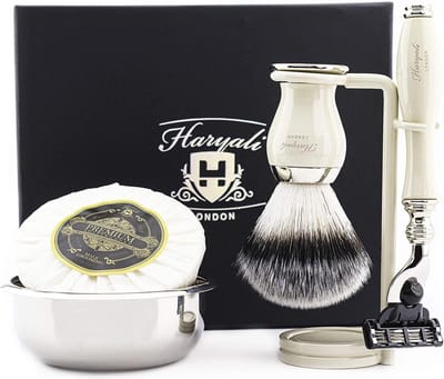 Premium scheerset met scheerset, scheerkom, standaard en scheerkwasten set voor mannen klassiek scheren (Shaving Set)