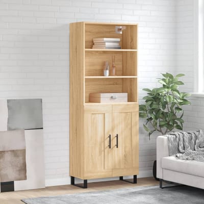 vidaXL - Hoge - kast - 69,5x34x180 - cm - bewerkt - hout - sonoma - eikenkleurig
