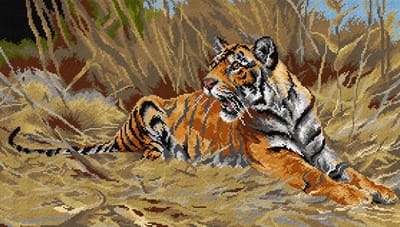 Borduurstramien Orchidea - after Wilhelm Kuhnert - A Tiger - ORCHIDEA 40 x 70 (STRAMIEN ZONDER GARENS)