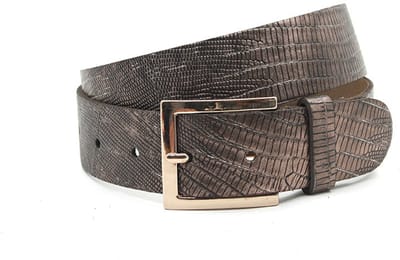 Dames riem 4 cm breed in brons met rose gouden gesp - Leer - Jeans riem - Casual - Maat 90