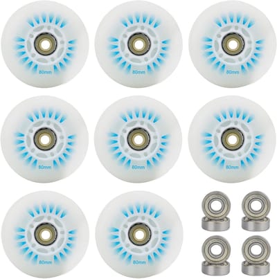 8 Stuks Inline Skate Wielen 80 mm Vervanging voor Rolschaatsen en Elektrische Steps Blauw