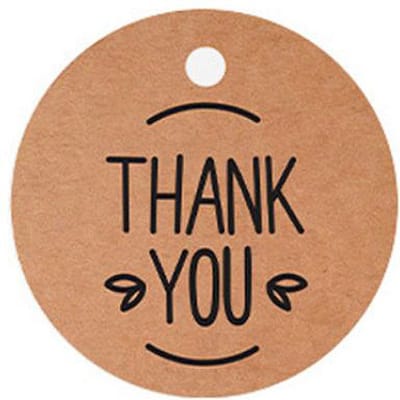 Set Van 100 Labels Kraftpapier Bruin Rond Thank You - stevig karton - DIY - gestanst gaatje - cadeau - geschenk - bedankkaartjes - bedank labels - tags