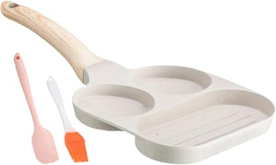 Omeletpan Antiaanbak - Ontbijt Pan - Eenvoudig Bakken - Drie Kookzones - 19 cm - Zwart