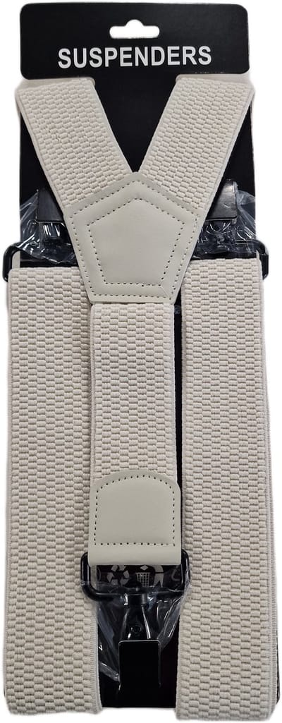 Bretels | Kleur: Off-White | Bretels Heren Volwassenen | Stevige Musketon Haak | 3 Sterke Haken | One Size Fits All