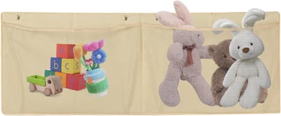 Speelgoed Opberger - Pluche Net - Kamer Organiseren - Grote Capaciteit - 119 cm Lengte - Geel Beige