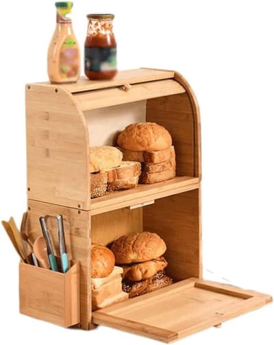 Natuurlijke Broodtrommel - Broodbox Bamboe - Brood Vers Houden - Dubbellaags Ontwerp - Grote Capaciteit - Bamboe