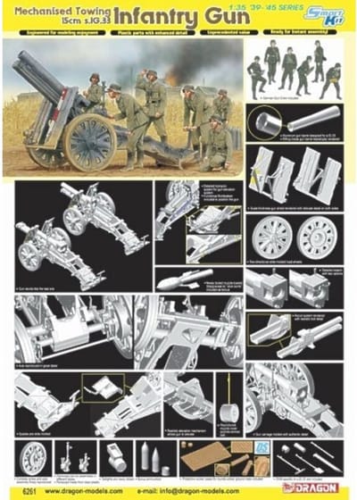 Dragon Modelbouwpakket Militaire voertuigen - 6261 Mechanised Towing 15cm s.IG.33 Infantry Gun w/Crew Plastic - 1:35 - Modelbouw