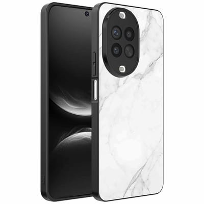 Geschikt voor Huawei Nova 14 Telefoonhoesje met Wit Marmer Opdruk - TPU Backcover Case White Marble Design - Zwart - Smartphonica geschikt voor Huawei Nova 14