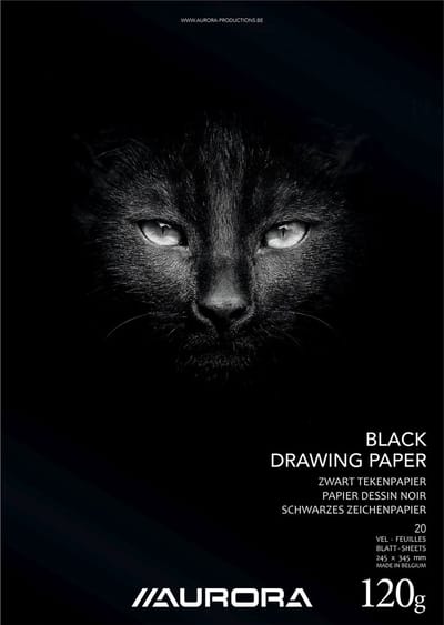 Aurora Pak van 15 x Tekenblok zwart tekenpapier 245x345 mm 120 grams 20 vel