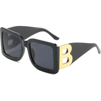Nieuwste Stijlvolle Grote Montuur De Letter B Vierkant Luxe Stijlvolle Zonnebril Dames Heren Klassieke Stijl Rechthoekige Zonnebril Gafas De Sol black