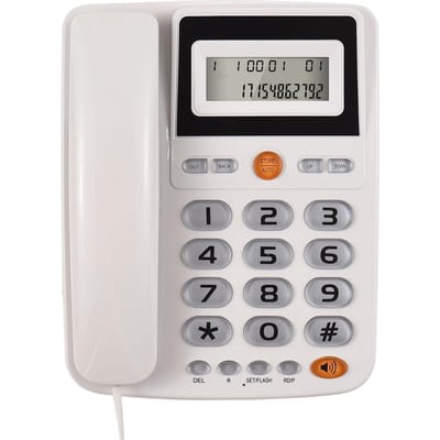 Vaste desktoptelefoon Vaste telefoon Grote knop Vaste telefoon voor oudere senioren Telefoon met LCD wit