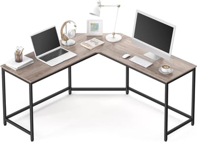 Hoekbureau - Bureau L-vorm - Thuiswerken Kantoor - Ruimtebesparend Ontwerp - 149 x 149 cm - Grijsbruin