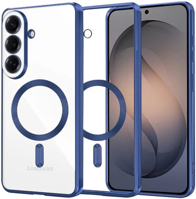 Hoesje geschikt voor Samsung Galaxy S26 - Techsuit Luxury Crystal Back Cover - Geschikt voor MagSafe - Transparant/Donkerblauw