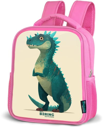 NoBoringSuitcases.com® - Rugzak roze - Schooltas meisjes - Spiky dino met vriendelijke blik - Kinder rugtas meisje - Boekentas kind - Kinderrugzak voor school - Schoolrugzak