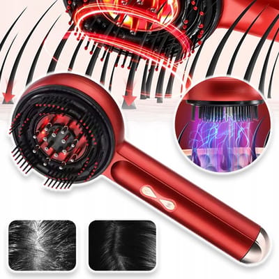 Massagekam - EMS Microstroom Rood Licht LED Therapie - 3 Standen 8 Elektroden Vloeistofgeleiding - 1500mAh Oplaadbaar - Voor Haargroei & Hoofdhuidverzorging - Rood