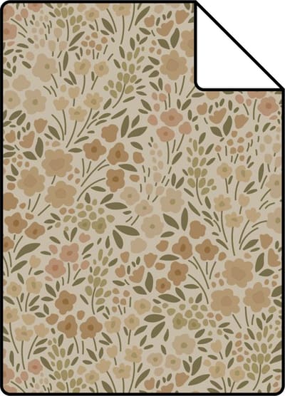 Proefstaal ESTAhome behang bloemetjes beige - 26.5 x 21 cm - 139701-S
