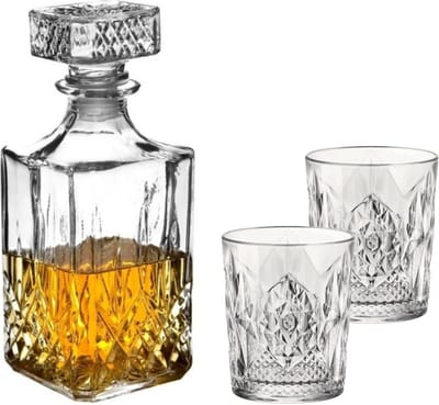Bormioli Rocco whisky karaf Noblesse 800 ml met 6x luxe whiskyglazen 390 ml - Cadeau set