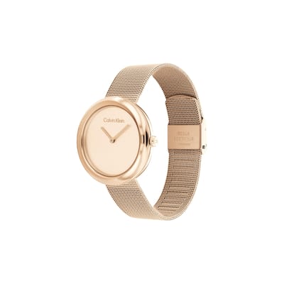 Montre Calvin Klein Série Mode Mouvement Quartz Cadran Doré Montres Femme 25200013 Regular Watch Box,Gold Dial beige