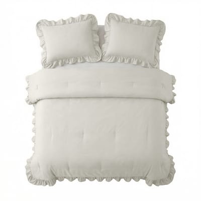 Sleeptime 2 in 1 Dekbed Ruffles - Dekbed zonder Overtrek - Wasbaar Dekbed - 200x200 - Wit