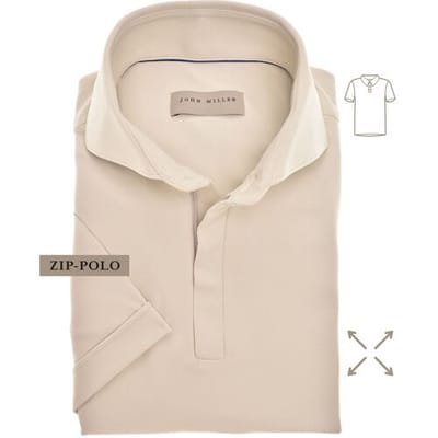 John Miller Slim-Fit Hyperstretch Short Sleeve Zip-Polo Zand / male