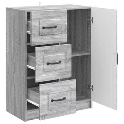 vidaXL - Dressoir - met - lade - Grijs - sonoma - 66 - x - 34,5 - x - 87 - cm - Bewerkt - hout