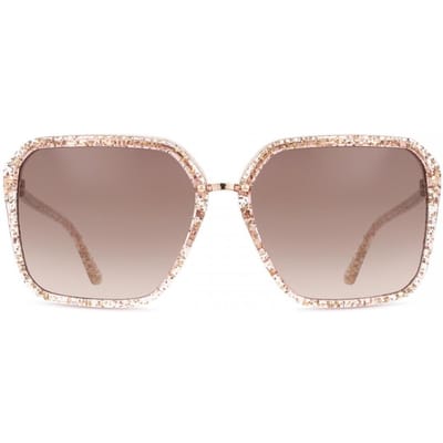 Guess Gu7888 59f Dames Zonnebril Transparent Glitter Brown Gold/57-15-140 gray