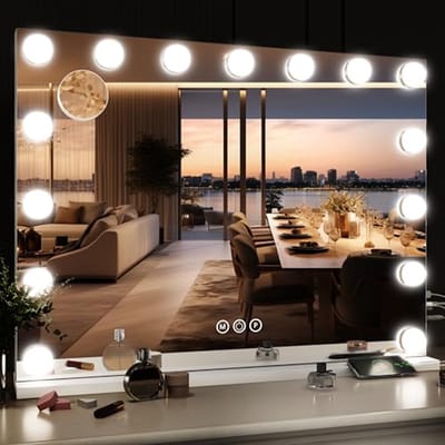 Hollywood Make-upspiegel met Verlichting en Dimbare LED-lampen - 10x Vergroting en Kleurmodi