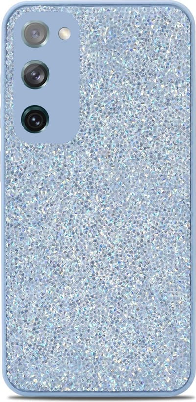 Casemania Hoesje Geschikt voor Samsung Galaxy S20 FE - Blauw - Diamant Glitter Back Cover