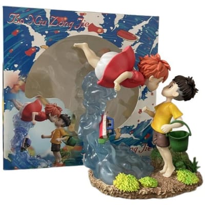 Figurine Action Anime Ponyo Sur La Falaise Figurine Ponyo Sousky Seagal Figurine Pvc Gk Statue Modèle 15cm Poupée Collection Jouet Cadeau Enfant