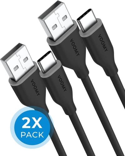 Voomy USB C Kabel - 2 Stuks, 1 Meter - USB-A naar USB-C Oplaadkabel - Universele Snellaadkabel - Geschikt voor Telefoon en Tablet - Zwart