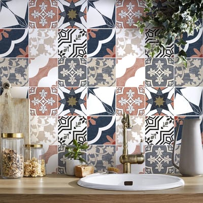 Tegelstickers voor de keuken en badkamer - 9 authentieke Vascono cementtegelstickers - 9 stickers van 10x10 cm