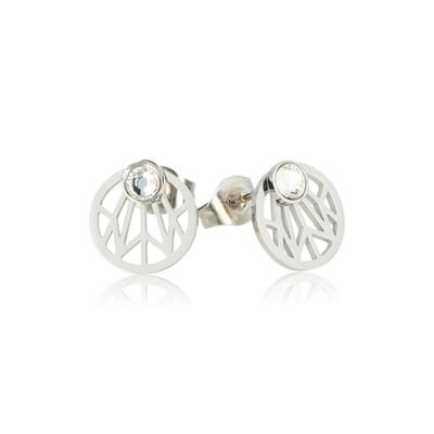 My Bendel - Ronde Open Zilverkleurige Oorstekers met Kristal 10mm - Stralende Zilverkleurige Oorstekers met Kristalglans - met Luxe Cadeauverpakking | Sieraden Voor Dames