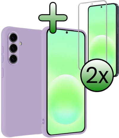 Hoesje Met 2x Screenprotector - Geschikt voor Samsung Galaxy A57 - Sterk & Shockproof - Back Cover - Siliconen Case - Telefoon Hoes - Lila