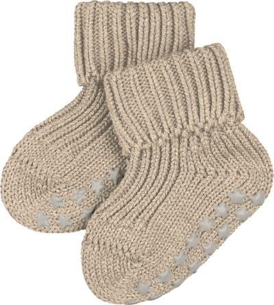 FALKE Cotton Catspads antislip noppen katoen huissokken babysokjes meisjes jongens beige - Maat 62-68