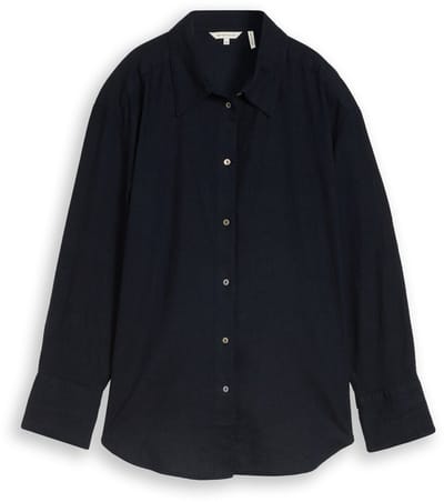 Tom Tailor - Oversized overhemdblouse met linnen - Maat 36 - sky captain blue