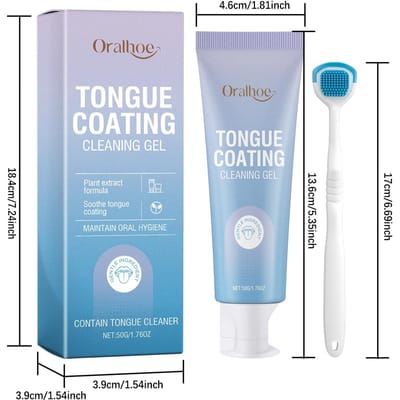 Grattoir à Langue en Silicone Enlève le Revêtement Lingual Inhibe les Bactéries Orales Améliore la Mauvaise Haleine Rafraîchisseur Ensemble de Brosse à Dents white