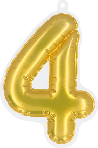 Boland - Sticker Folieballon '4' goud Goud - Black & Gold - Black & Gold - Verjaardag - Jubileum - Raamsticker - NYE