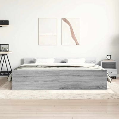vidaXL - Bedframe - met - hoofd- - en - voeteneinde - grijs - sonoma - 160x200 - cm