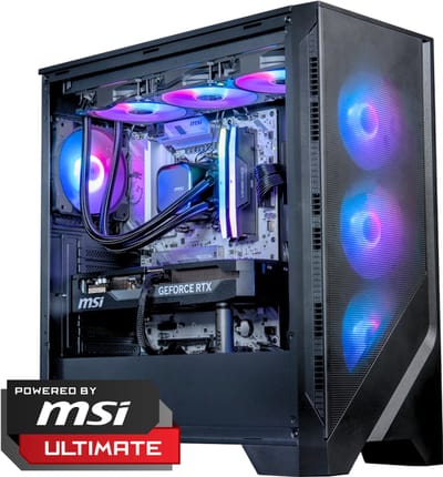 FlowUp x Powered By MSI - De Nog Enger Gaming PC - AMD Ryzen 7 9700X - NVIDIA RTX 5070 Ti 16GB - 32 GB DDR5 RAM - 2TB - Waterkoeling
