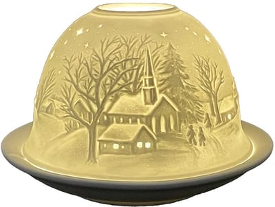 Clayre & Eef Waxinelichthouder Ø 12x8 cm Wit Porselein Sterren