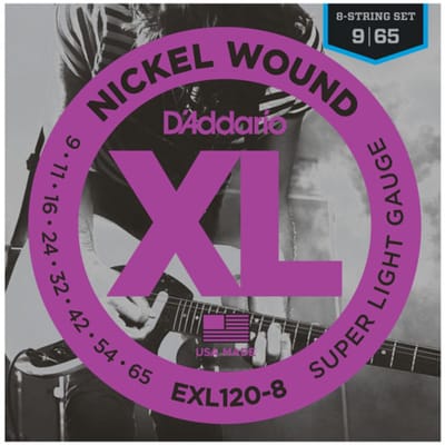 D'Addario EXL120-8 Snaren voor 8-Snarige Elektrische Gitaar (9-65)