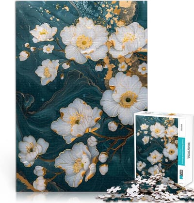 Kintsugi Puzzel - Bloemen Legpuzzel - Ontspannen Thuis - 1000 Stukjes - 38 x 26 cm - Witte Bloemen